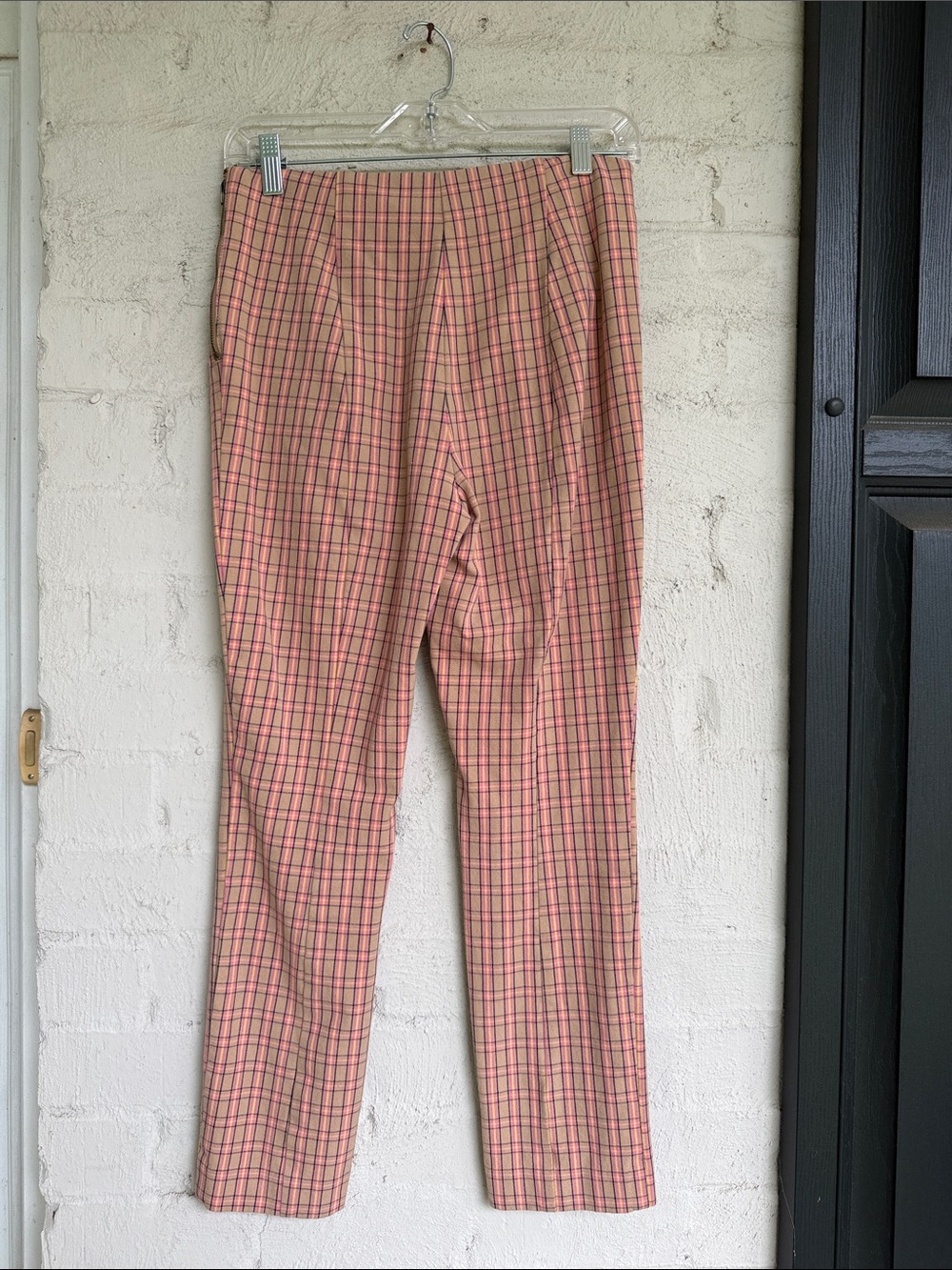Anthropologie The Essential Pink/Tan Plaid Slim Cropped Pants Size 2 - Picture 6 of 12